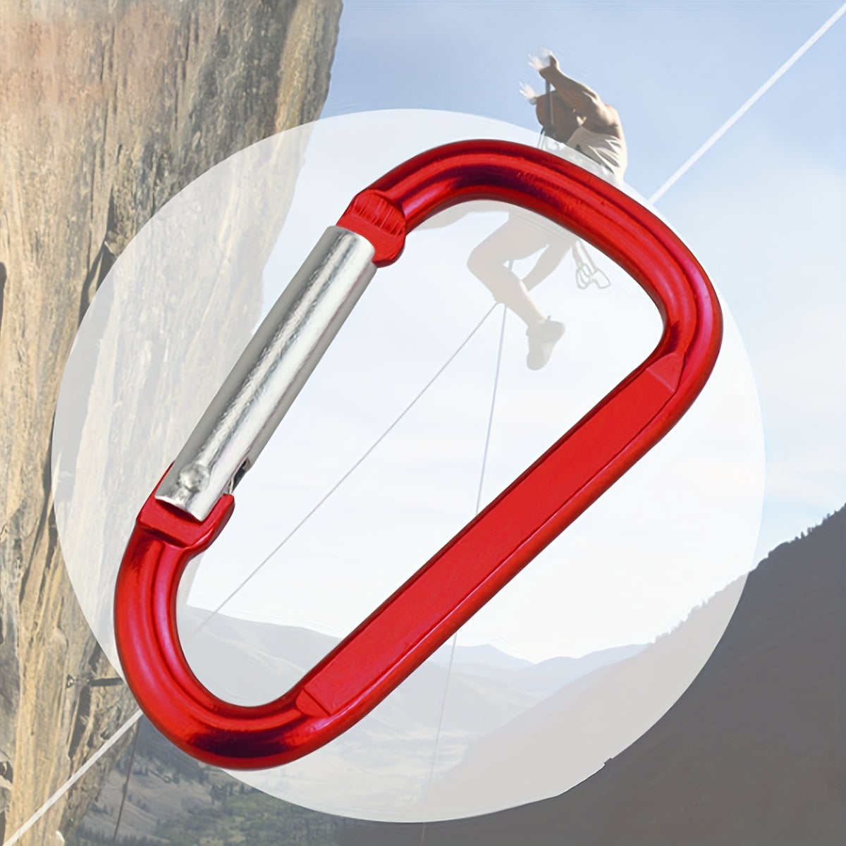 2pcs D-Shaped Aluminum Carabiners for Outdoor & Keychains