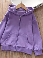 Kid's Full Zip Hooded Sweatshirt Casual Hoodies For Boys Girls