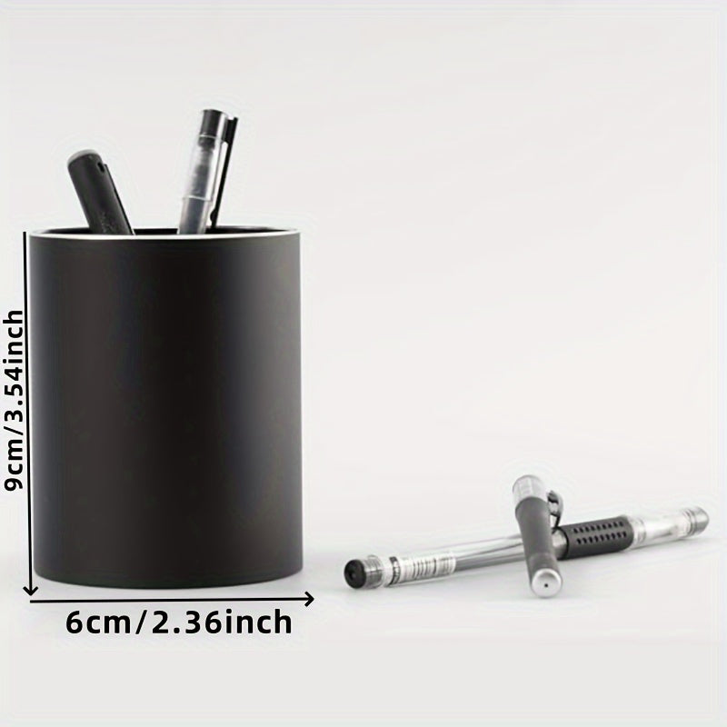 Aluminum Alloy Round Pen Holder Desktop Storage Business Office Metal Cosmetics