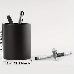 Aluminum Alloy Round Pen Holder Desktop Storage Business Office Metal Cosmetics