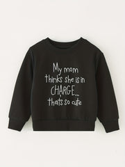Mom In Charge Letter Print Baby Sweatshirt