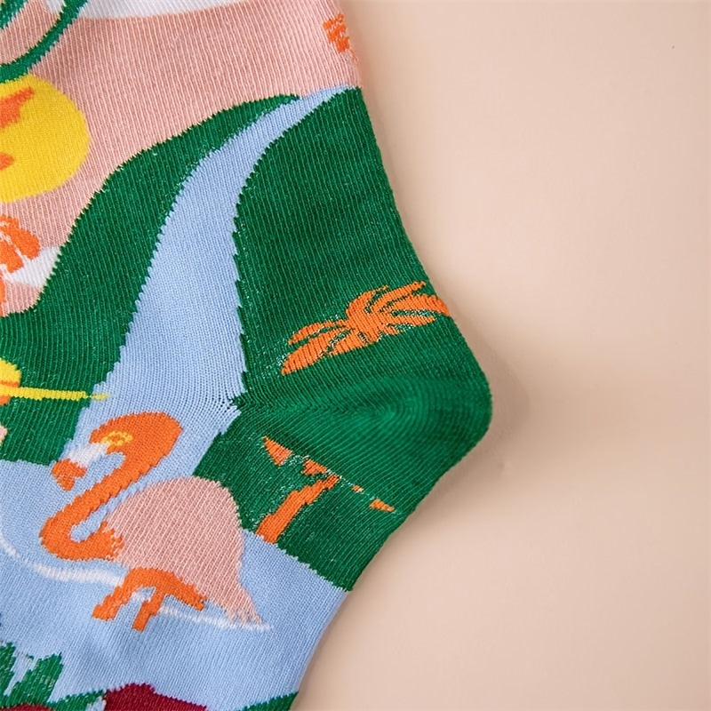 Funny Pattern Cotton Mid Tube Socks For Sports Women