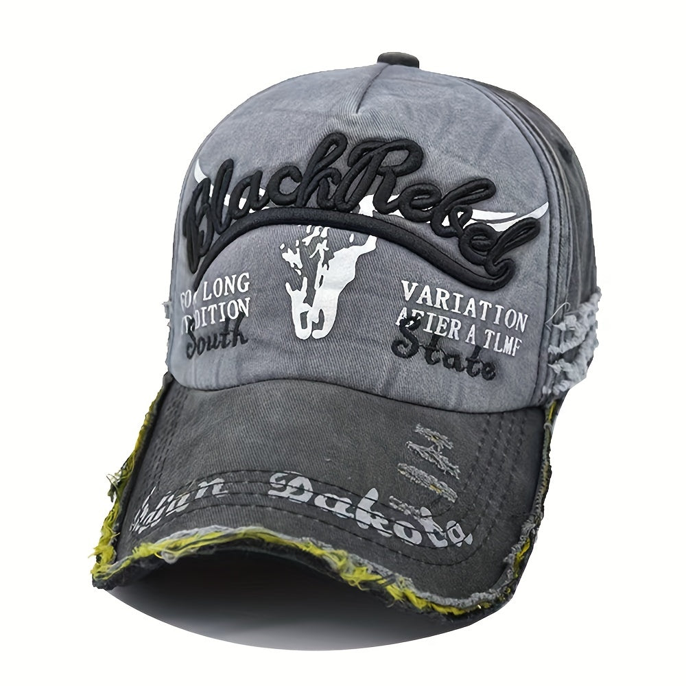 Vintage Ripped Baseball Cap Letter Embroidery Distressed Dad Hat