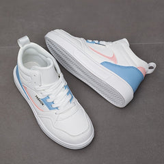 High Top Faux Leather Lace Up Skate Shoes