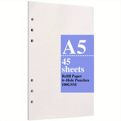 A5 Filler Paper 90 Pages Blank Loose Leaf Paper 6 Hole Punched
