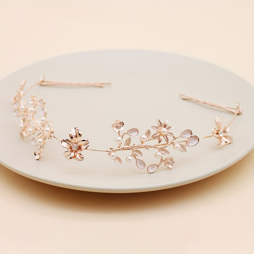 Bridal Flower Headband Rhinestone Hair Accessories Wedding Headdress