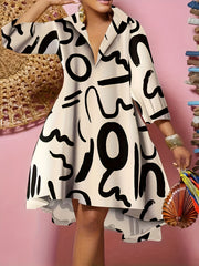 Women's Plus Graffiti Print Half Sleeve Swing Dress