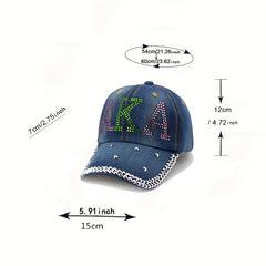 Unisex Sunshade Baseball Cap with Artificial Diamond