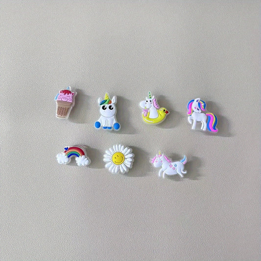 21pcs Luminous Rainbow & Unicorn Shoe Decoration Charms
