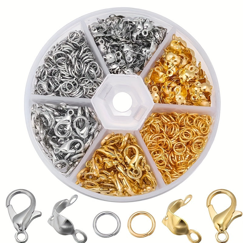 460pcs Jewelry Making Kit Lobster Clasp Jump Rings Crimps Beads Box Supplies