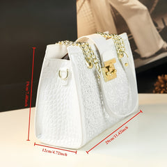 Red Crocodile Pattern Tote Bag for Women with Adjustable Strap