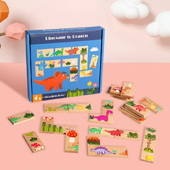 Colorful Wooden Dominoes Game Educational Puzzle Toy for Kids
