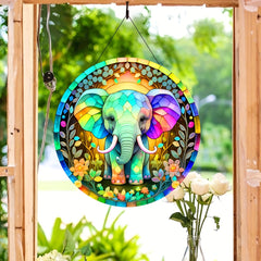 3D Elephant Stained Glass Ornament - Home Decor Gift