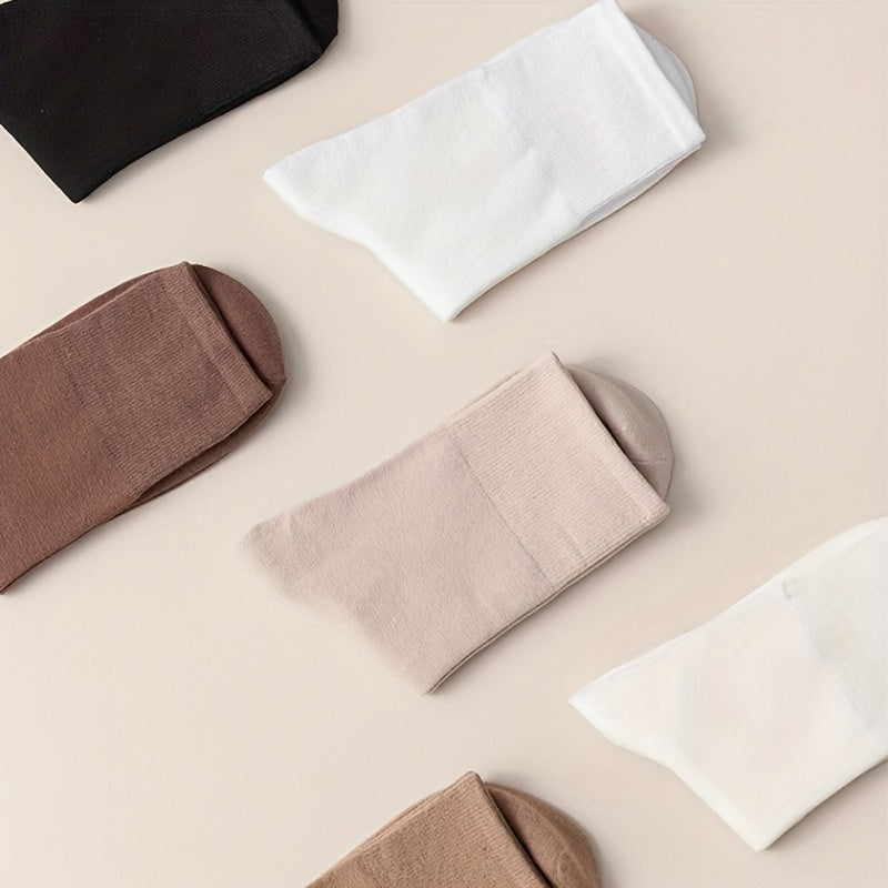 6 Pairs Solid Socks Women's Stockings Comfy & Breathable