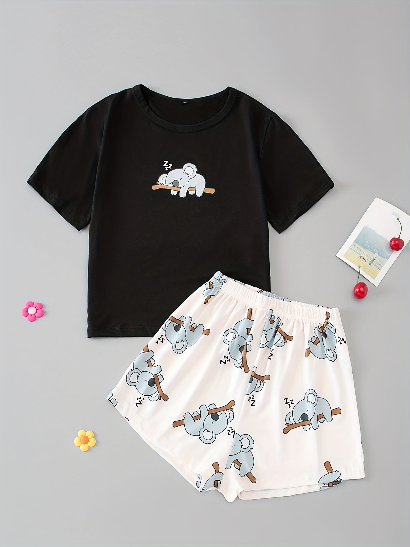 Cartoon Animal Pajama Short Set Women's Sleepwear