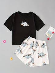 Cartoon Animal Pajama Short Set Women's Sleepwear