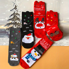 5 Pairs Christmas Print Socks Comfy & Mid Tube Socks Women