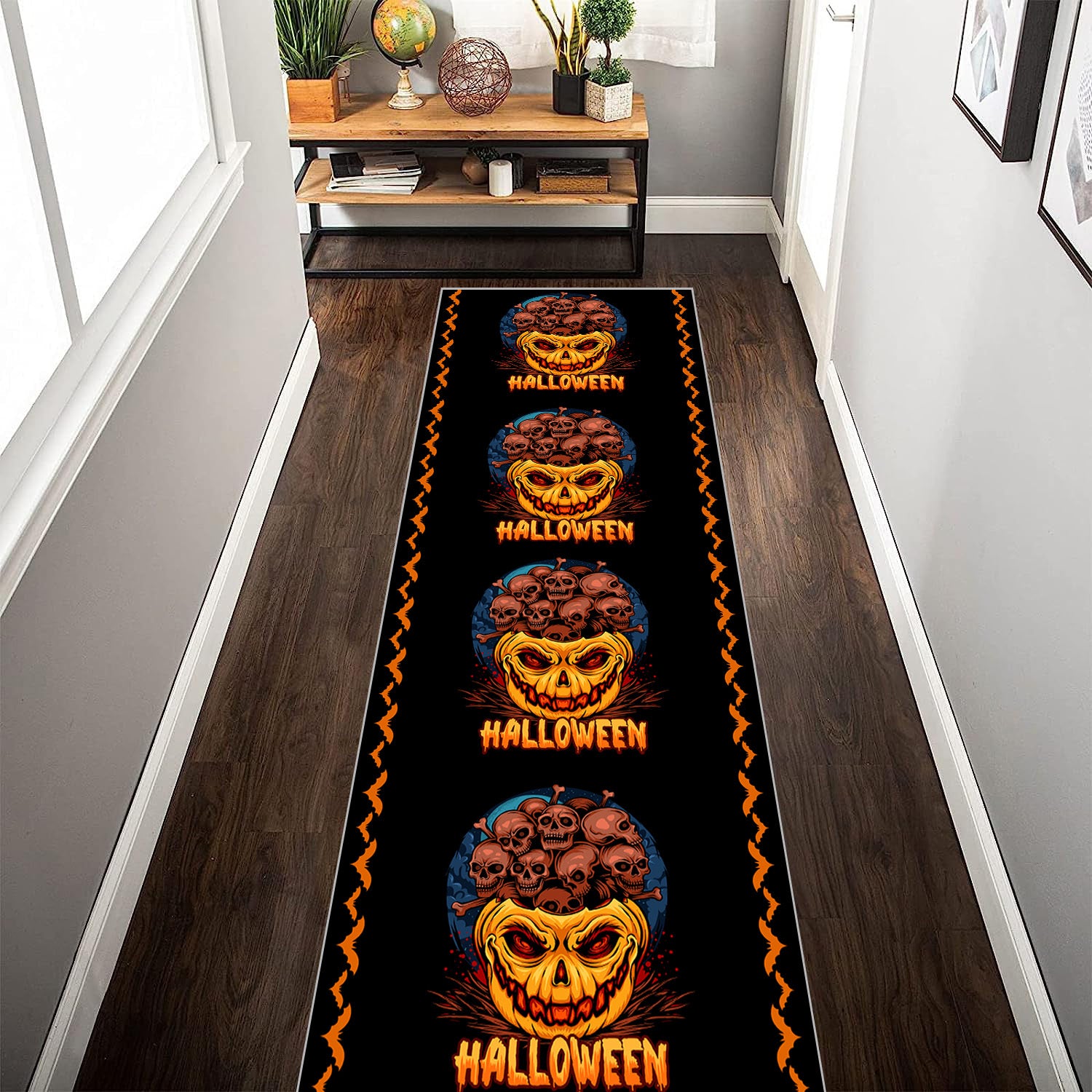 Halloween Skull Head Pattern Carpet - Creative Area Rug for Dining Living Bedroo