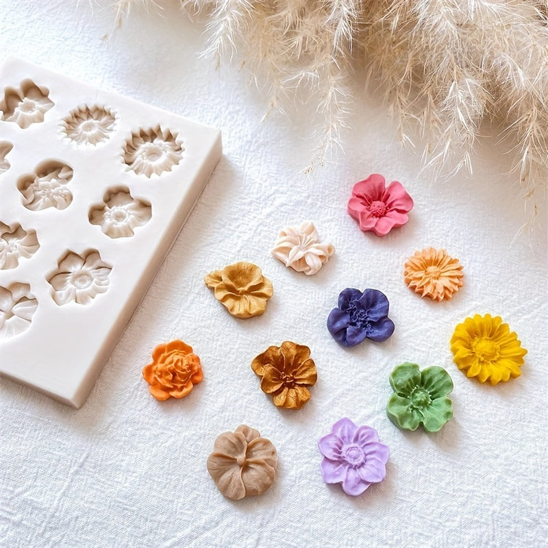 Daisy Silicone Mold for Polymer Clay Earrings, 1 Pc
