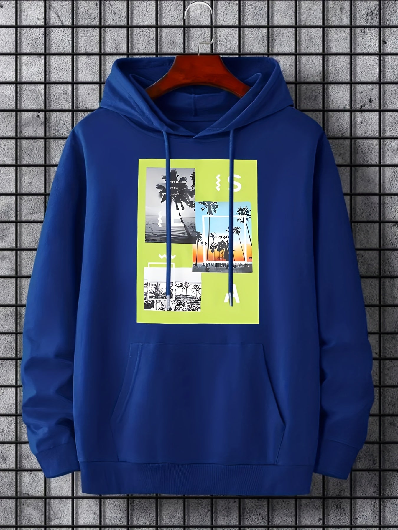 Palm Trees Beach Print Hoodie for Men