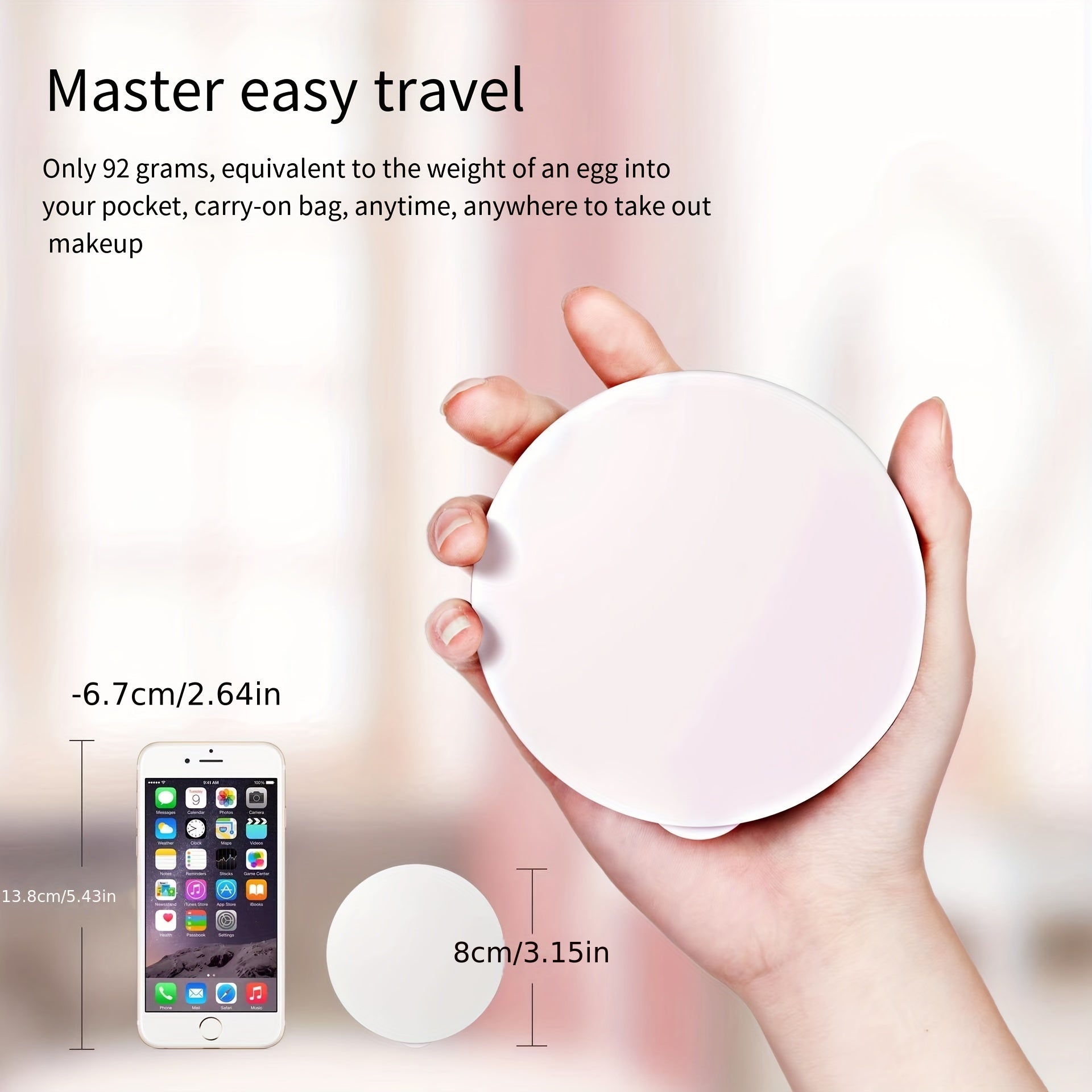 LED Lighted Travel Makeup Mirror with 2x 1x Magnifying & 3 Light Settings