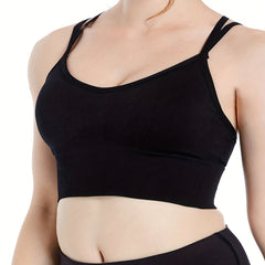 Sports Bra Solid Round Neck High Stretch Bra