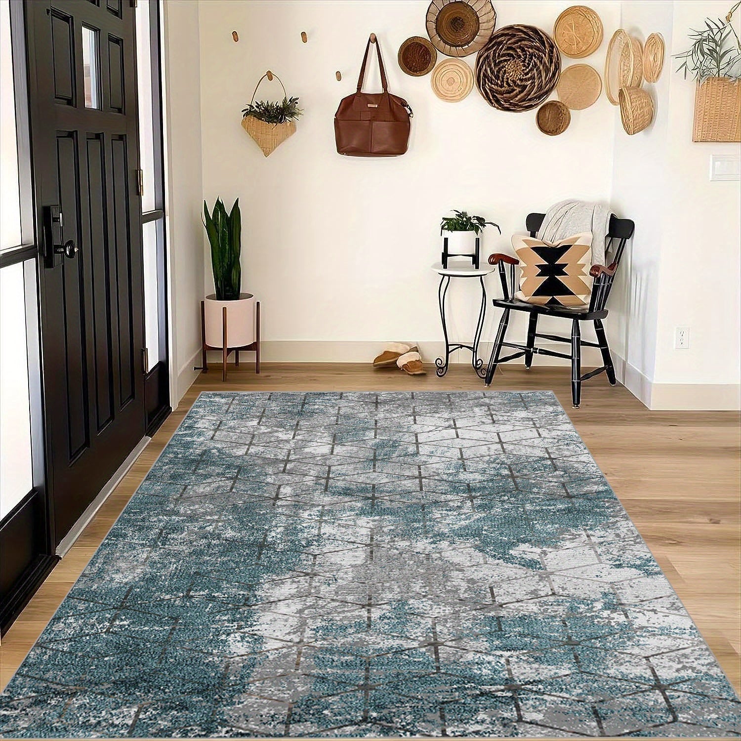 Soft Geometric Faux Cashmere Area Rug