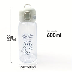 20oz 600ml Transparent Plastic Straw Water Cup with Lifting Ring