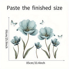 2pcs Flower Wall Stickers Butterflies Wall Decals Romantic Art Decor