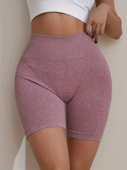 Pink Slim Fit Yoga Shorts High Stretch Seamless Sports Shorts