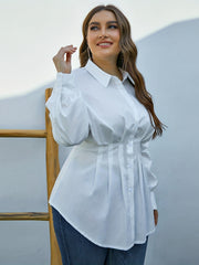 Button Up Tunic Blouse Slim Fit Long Sleeve Casual Shirt