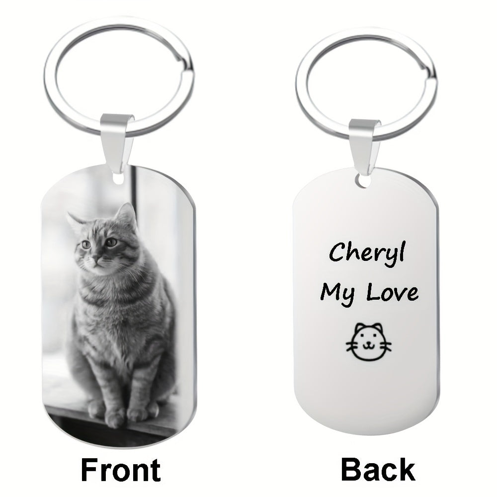 Personalized Photo Key Ring for Men Stainless Steel Key Chain Gift