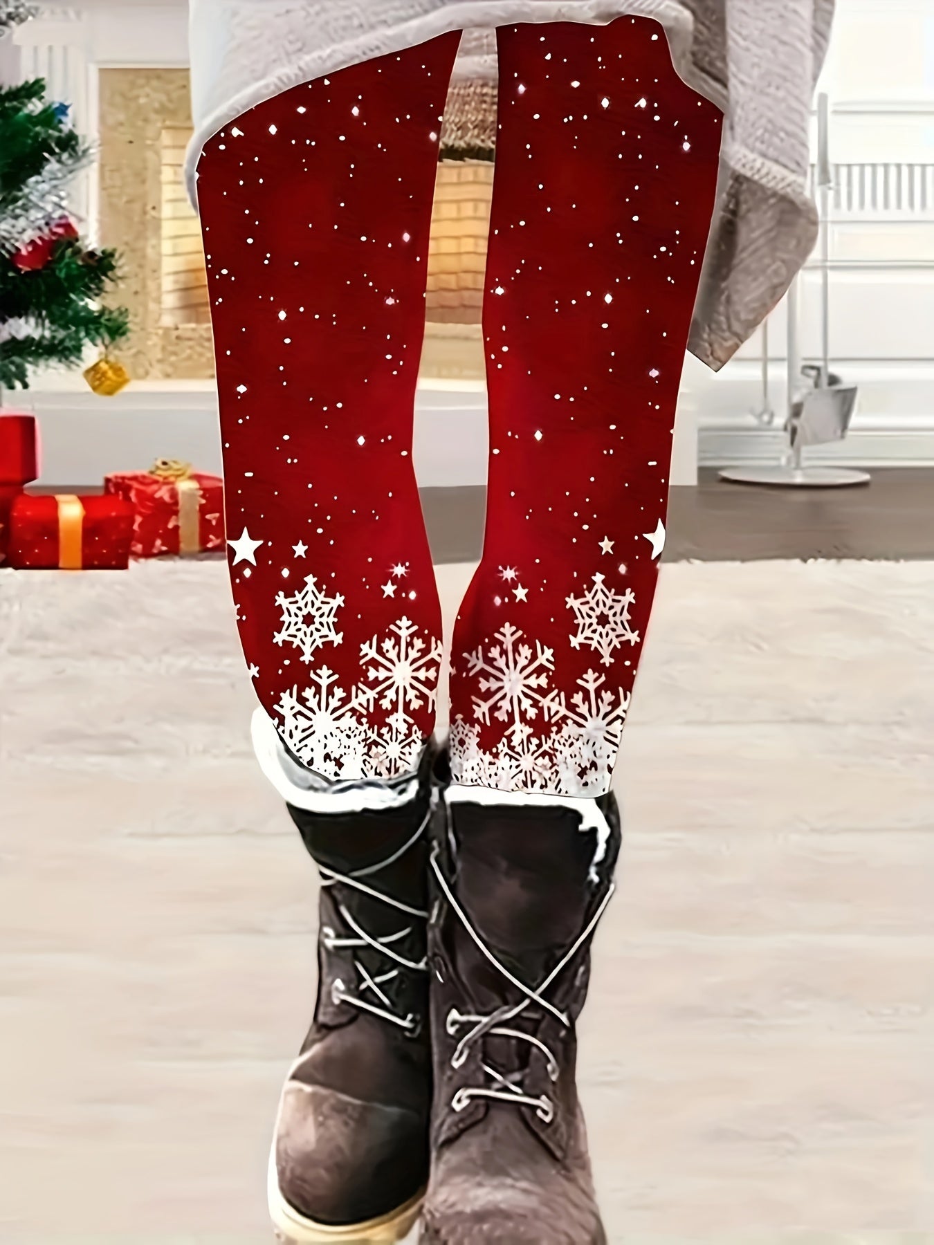 Christmas Leggings Women's Plus Christmas Tree Print Leggings