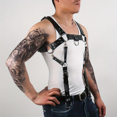Men's Punk Body Chest Harness PU Leather Adjustable Chest S...