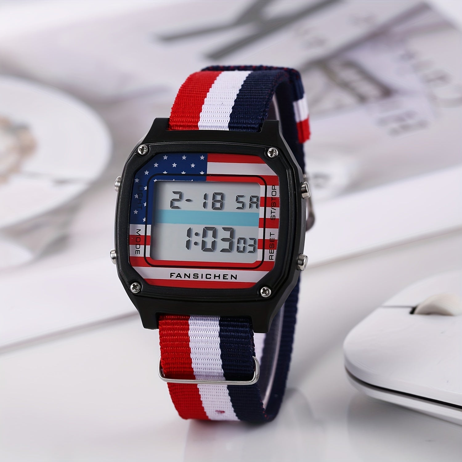 3024 Electronic Watch Woven Strap LED Display Time date