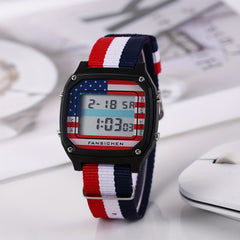 3024 Electronic Watch Woven Strap LED Display Time date