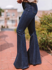 Women's High Waist Stretch Bell Bottom Jeans Retro Style