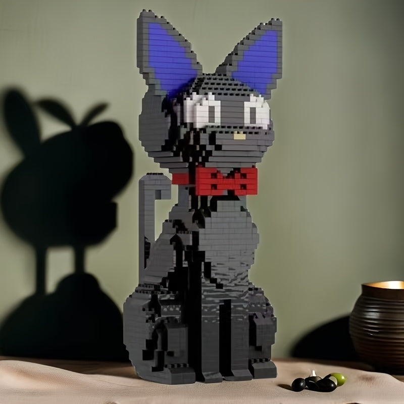 Jiji Cat Building Block Set with Red Bow Tie Ideal for Decor & Gift