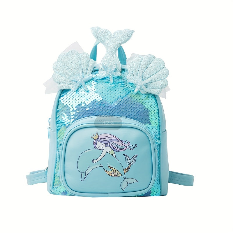 Mermaid Sequin Backpack Shell Decor Casual Travel Backpack