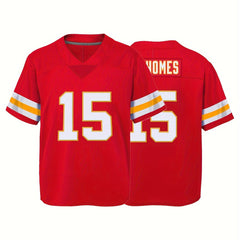 Youth Red Football Jersey V-Neck Short Sleeve Uniform for Games