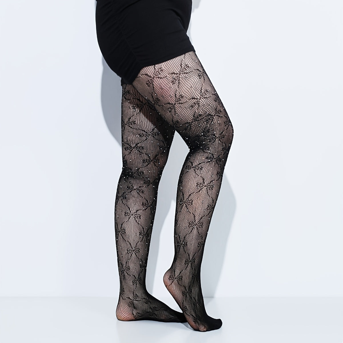 Bow Knot Rhinestone Stockings Women's Solid Light Pantyhose