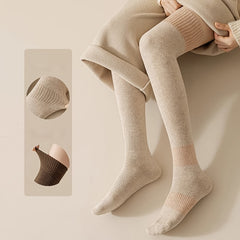 2 Pairs Solid Thigh High Socks Women's Stockings