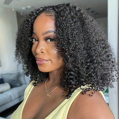 Kinky Curly Bob Wig 180 Density Human Hair Lace Front Wig