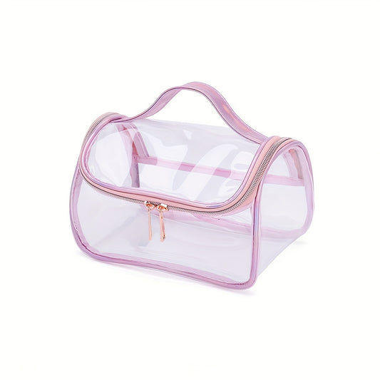 Clear PVC Toiletry Bag with Handle Zipper Waterproof Travel Pouch