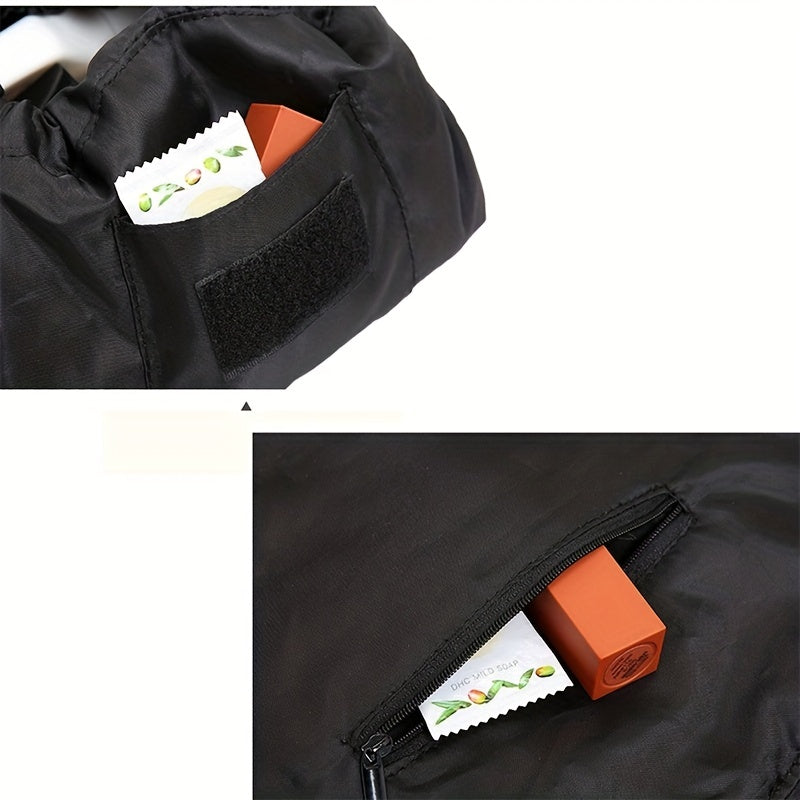 Drawstring Makeup Bag Magic Cosmetic Pouch Lay Flat Travel Organizer Pouch