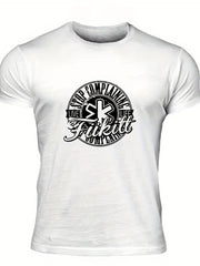 Men's Complaining Print T-shirt Stretch Crew Neck Tee