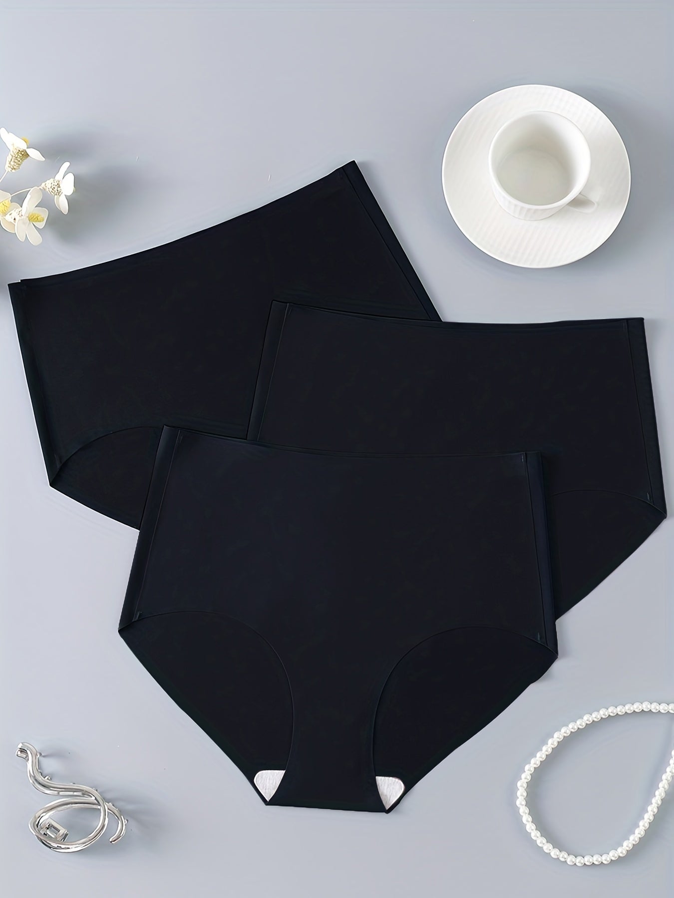 3pcs High Waist Seamless Panties Comfy & Breathable Women's Lingerie