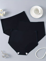 3pcs High Waist Seamless Panties Comfy & Breathable Women's Lingerie