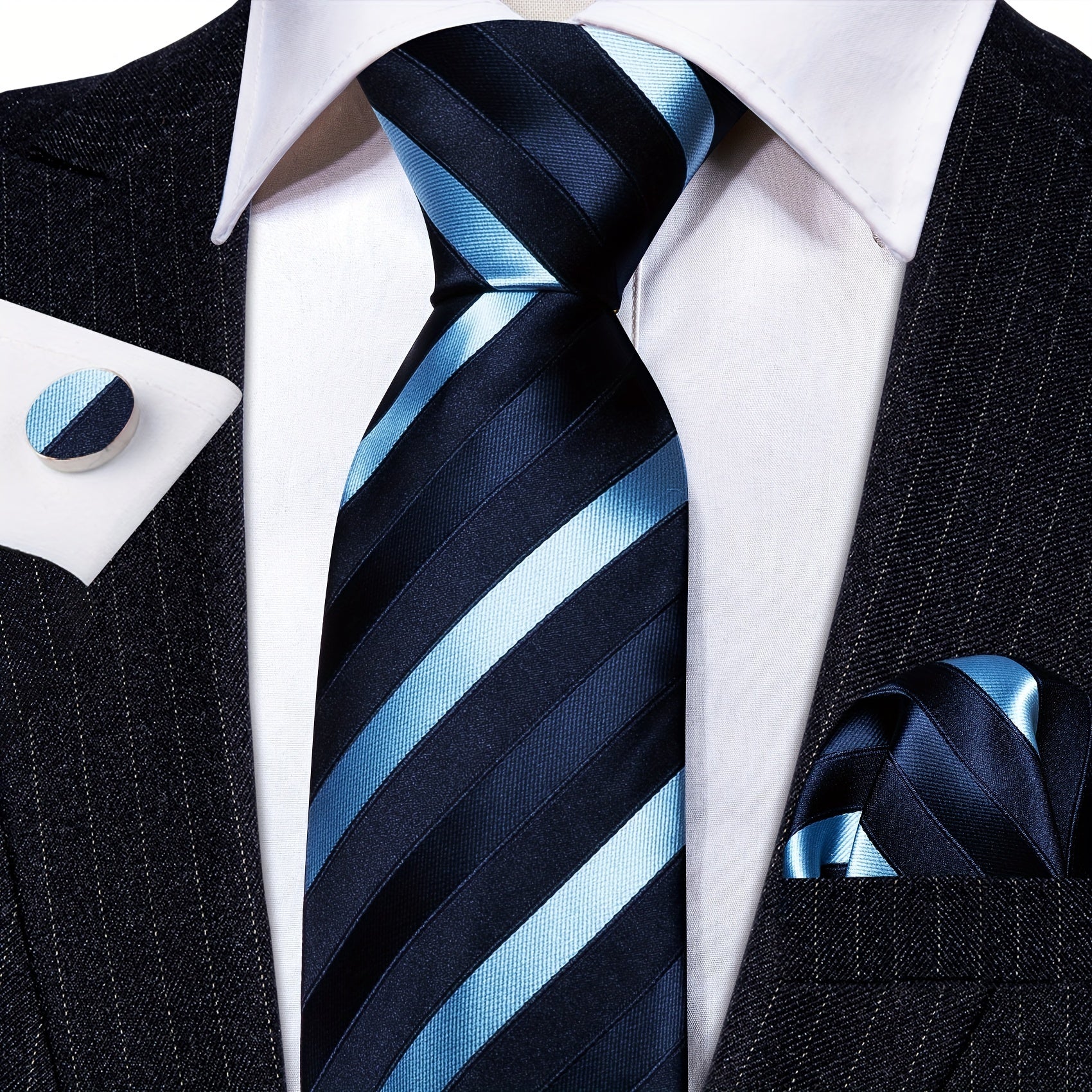 Barry Wang Stripe Necktie Set