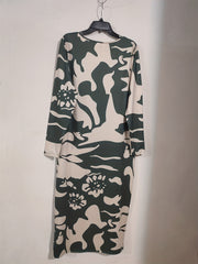 Retro Dress Round Neck Bodycon Midi Dress
